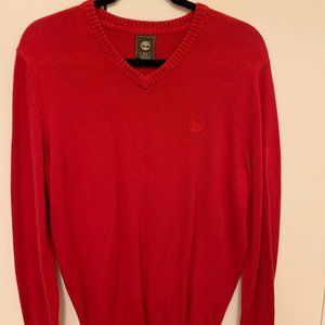 Timberland Red V Neck Sweater (Size Medium)